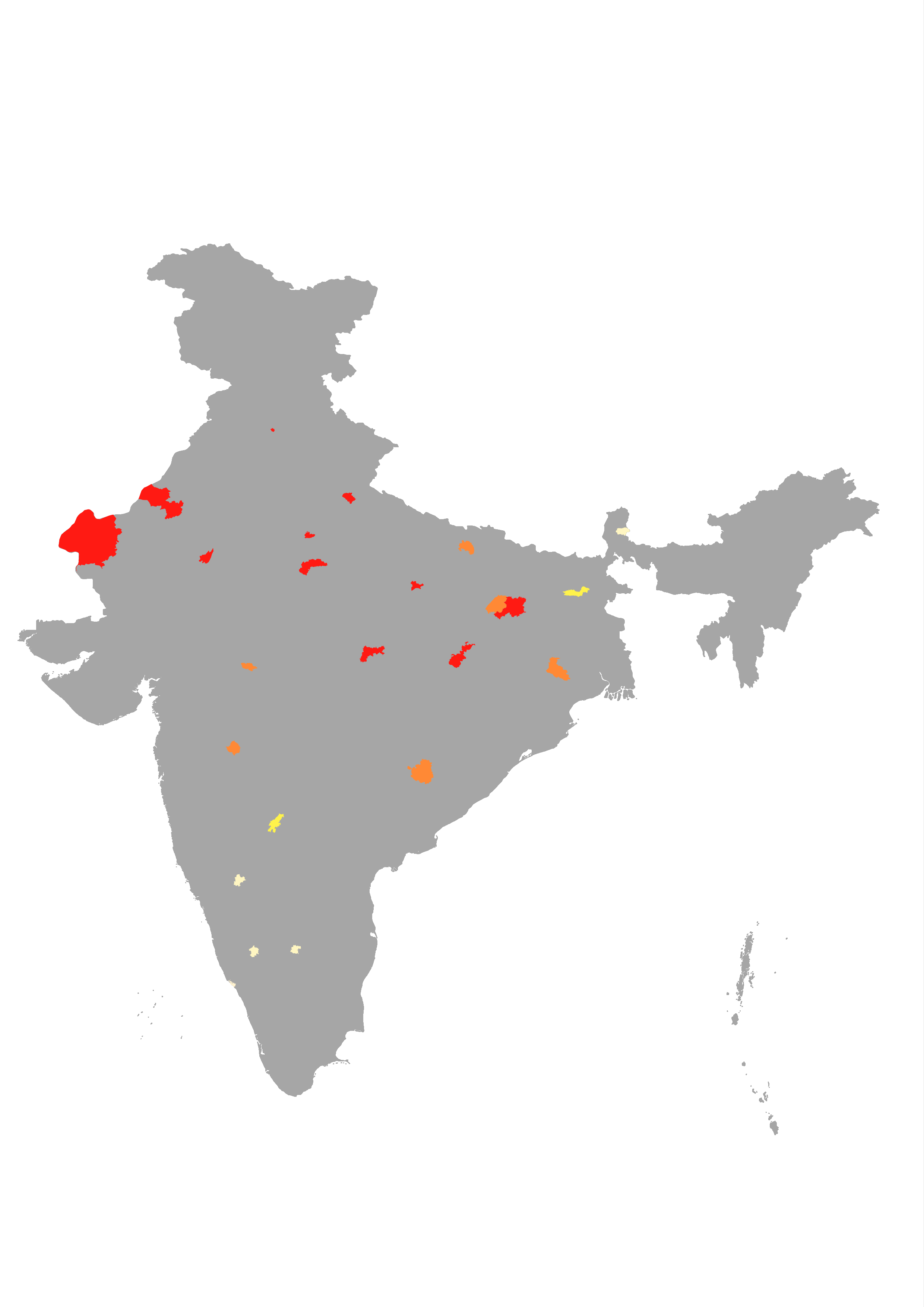 Temperature differences across India in the past century till 200